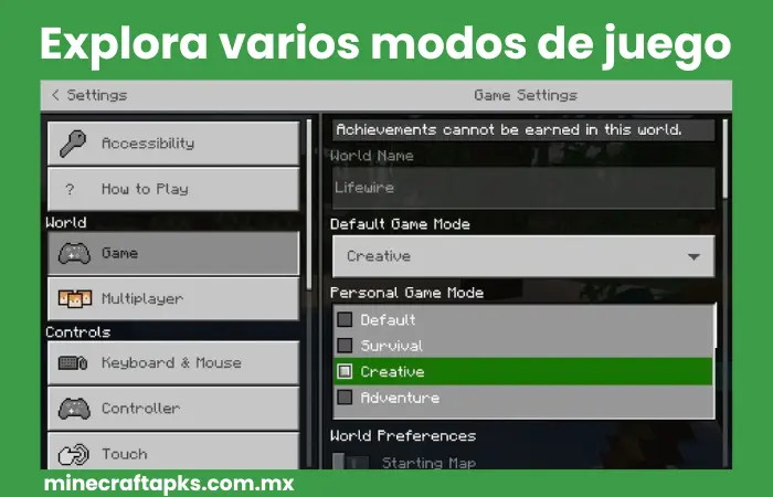Explora varios modos de juego