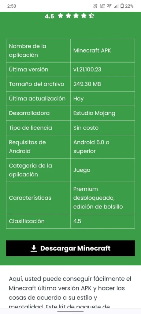 Minecraft gratis APK